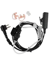 Tenq 3 'Kit de vigilancia de micrófono de audio en espiral de 2' para la radio bidireccional de Motorola 2-pin Gp300 Cp200 + Auricular auricular de repuesto medio Un par