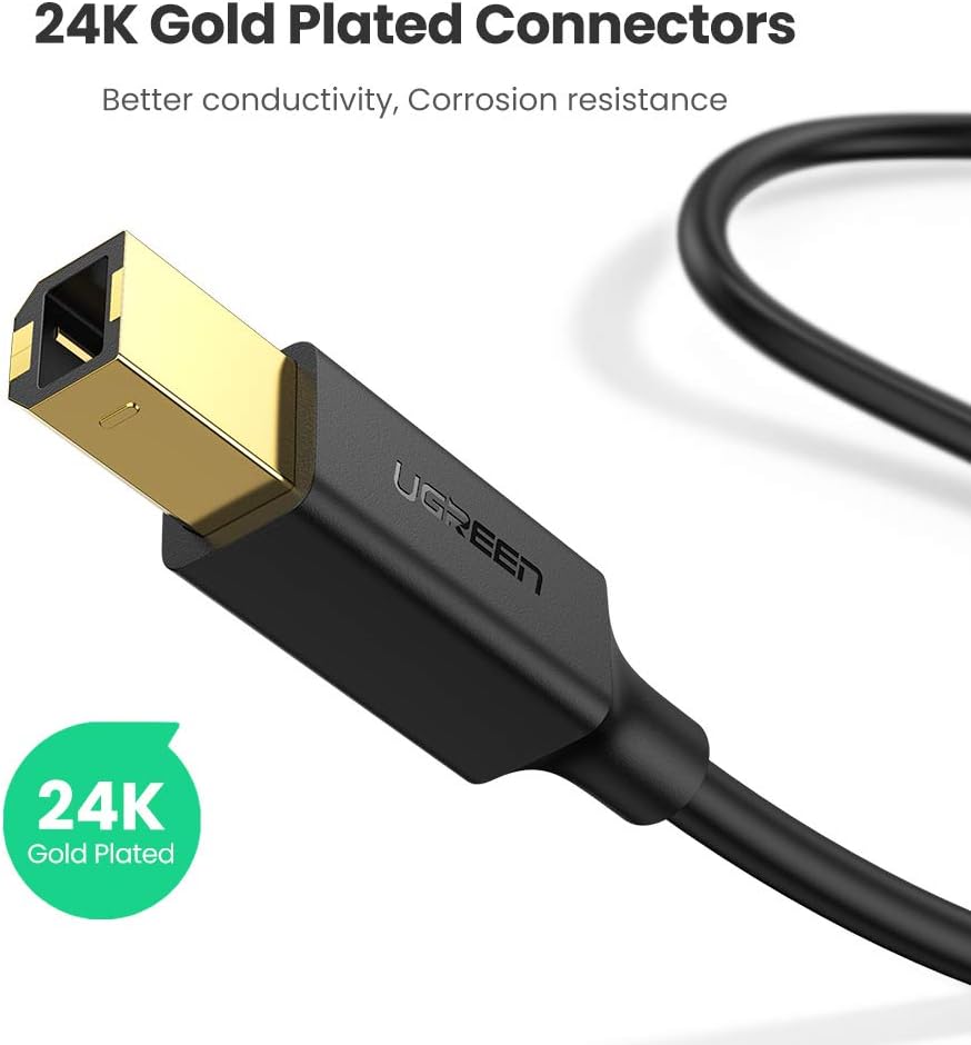 UGREEN USB Printer Cable USB 2.0 Type A Male to Type B Male Printer Scanner Cable Cord High Speed Compatible for Brother, HP, Canon, Lexmark, Epson, Dell, Xerox, Samsung etc and Piano, DAC (5 Feet): Computers & Accessories