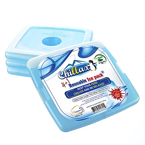 Premium Slim Lunch Ice Packs Set of 5 By Chillax Great with Lunch Box and Lunch Bag Long Lasting Reusable Ice Pack