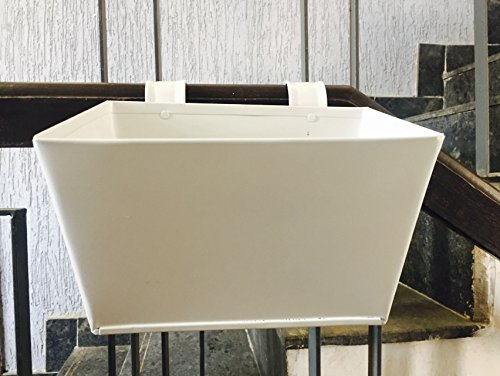 First Smart Deal Metal Railing Rectangular Planter Plain Small - White