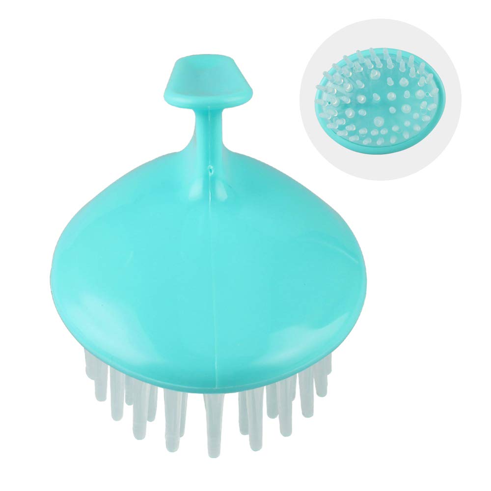 Silicone Hair Scalp Brush Shampoo Massager, Shampoo Comb Body Washing Clean Massager Blue