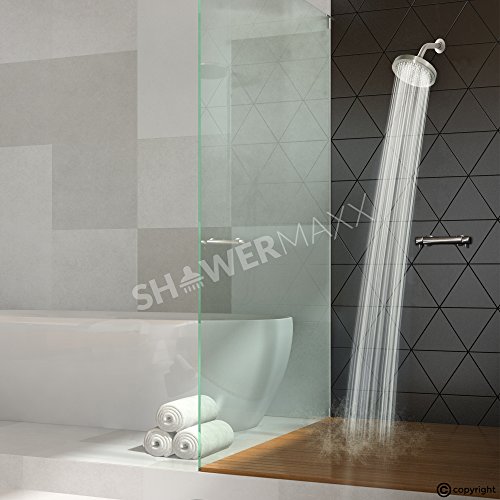 ShowerMaxx, Luxury Spa Series: Brushed Nickel Rain Shower Head, 6-Inch Round Rain Showerhead with 360 Tilt, Experience Rainfall with MAXX Comfort and Elegance (Brushed Nickel)