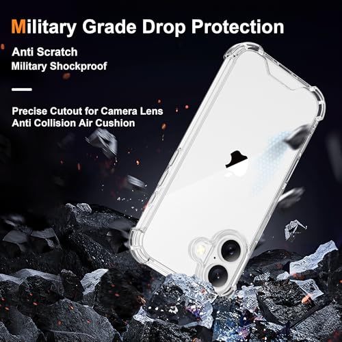 ORETECH 4 in 1 Case for iPhone 17 (6.3 Inches) with [2 Tempered Glass and 1 Camera Glass] Shockproof Slim Hard PC Case with Transparent TPU Bumper