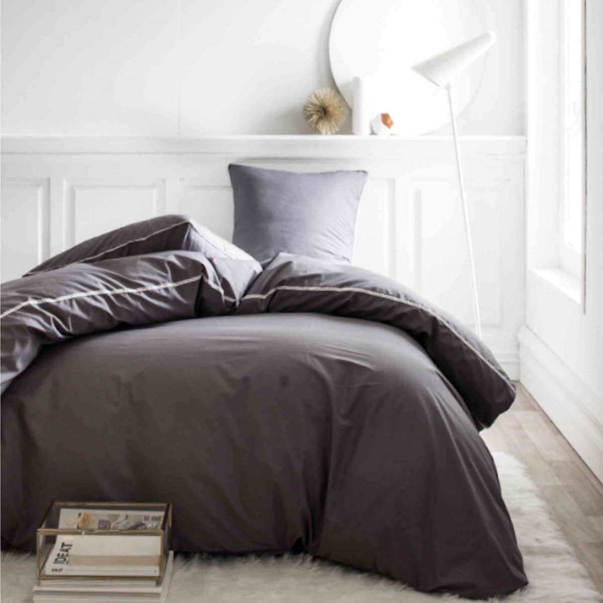 Today Duvet Cover and Pillowcases, Percale, Gray, 240 x 260 cm