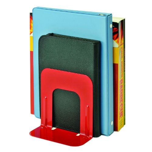 STEELMASTER Economy Steel 5 Inch Bookends, 1 Pair, Vibrant Red (241005007)