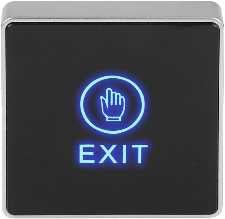 Exit Button for Door Access Control,Door Touch Exit Release Unlock Button Switch,with Panel,LED Light Fireproof PC Material,for Door Access Control System