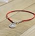 Against Evil Eye Sterling Silver Coin Amulet on Red Silk String Bracelet for Men - 8 Inch Size