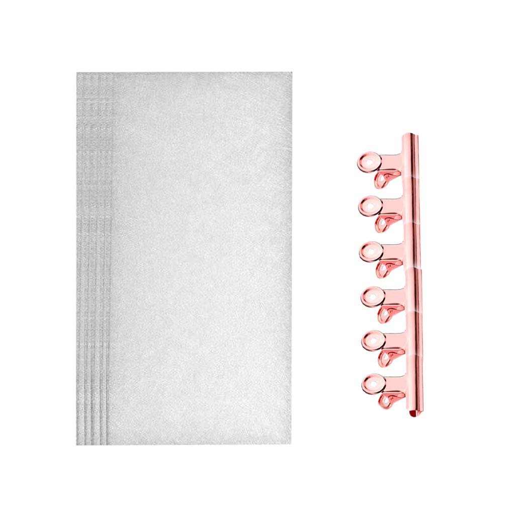 Minkissy 10pcs Nail Extension Silk Fiberglass Nail Care Fiberglass Silk Nails Wrap Stickers Nail Fiber with 6 Nail Clips Salon Tool for Woman Ladies (Rose Golden)