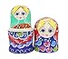Winterworm Set of 7 Pieces Wooden Handmade Traditional Blue Red Colorful Flower Russian Nesting Stacking Dolls Matryoshka Kids Children Gifts Toy for Home Desk Room Party Decoration