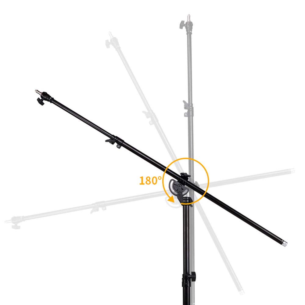 CONXTRUE Max 13.2ft/400cm Two Way Adjustable Photo Studio Light Stand with 6.2ft/190cm Boom Arm and Sandbag, Aluminum Alloy Rotable Tripod for Studio Outdoor Photography Portrait Video