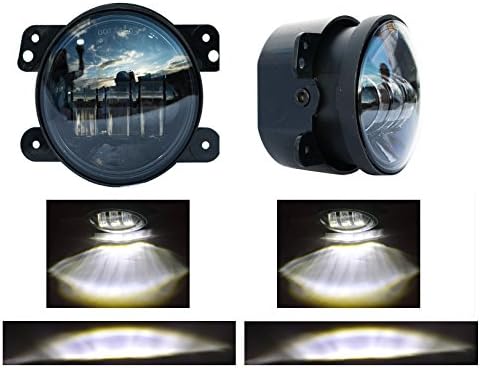 2pcs 4 Inch 30w Cree Led Fog Lights without halo for Jeep Tractor Boat Led Fog Lamps Bulb Auto Led Headlight Driving Off road Lamp for Jeep Wrangler jk jku Dodge Chrysler Front Bumper Lights