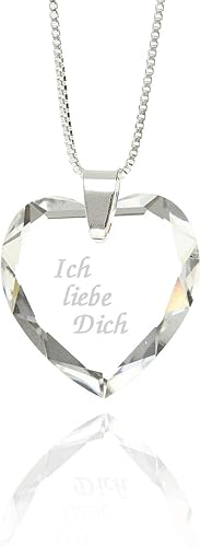 Damen Halskette 925 Silber Swarovski Elements Herz Anhanger Crystal Personalisierte Gravur Ich Liebe Dich Fur Den Lieblingsmensch Geschenk Fur Die Frau Oder Freundin Amazon De Schmuck