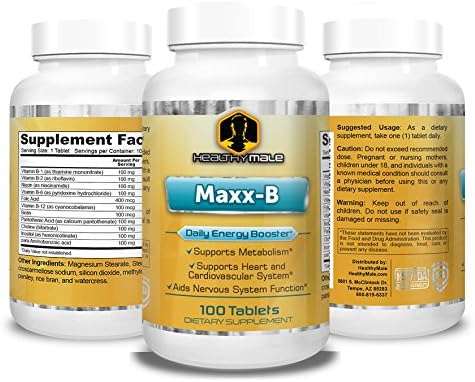 Maxx-B - Daily Energy Booster, Supporting Metabolism and Cardiovascular Health - Featuring Powerful Blend of B Vitamins