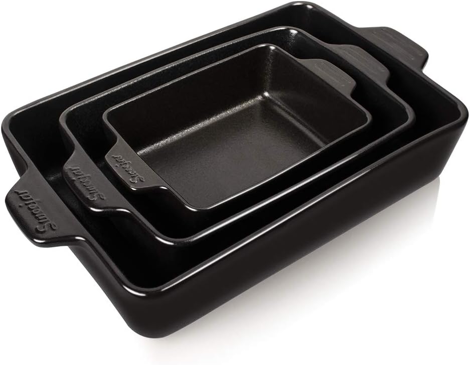 Sweejar Home Ceramic Bakeware Set, Rectangular Baking Dish Lasagna Pans for Cooking Kitchen, Cake Dinner