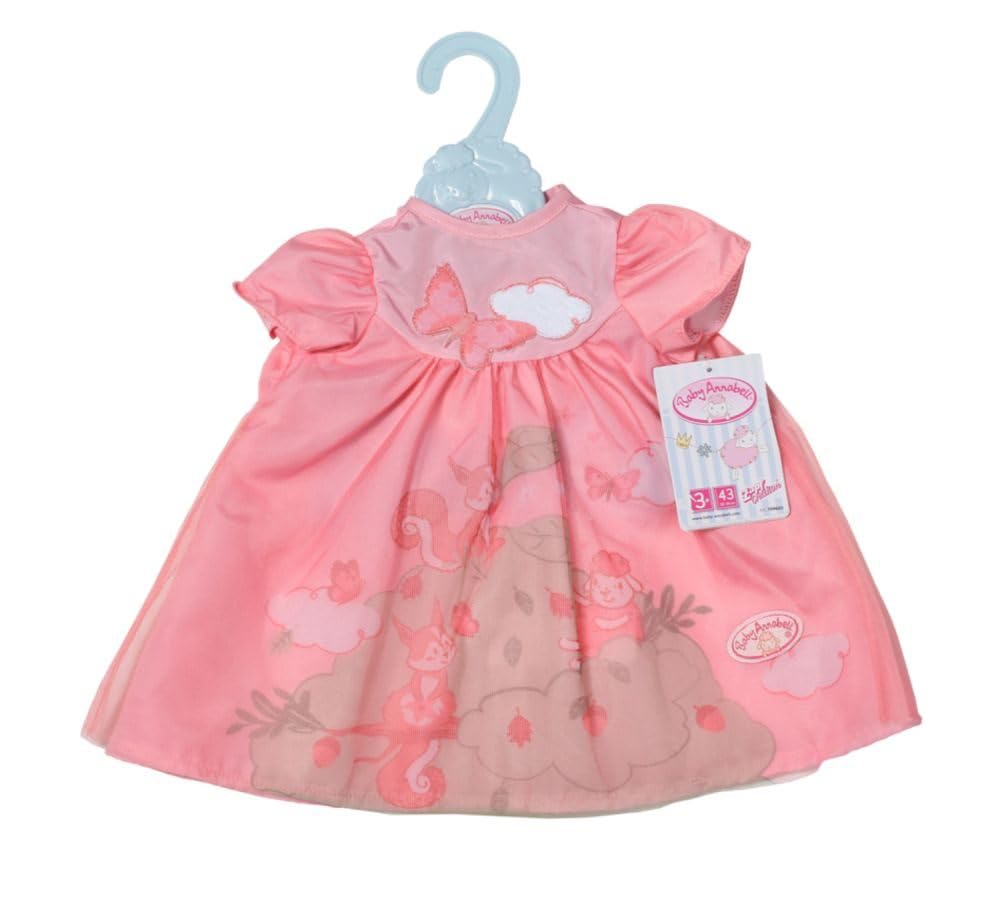 Baby Annabell Pink Dress 709603 - Clothing Items & Accessories for Dolls up to 43cm - Includes Dress and Clothing Hanger - Suitable for Kids from 3+