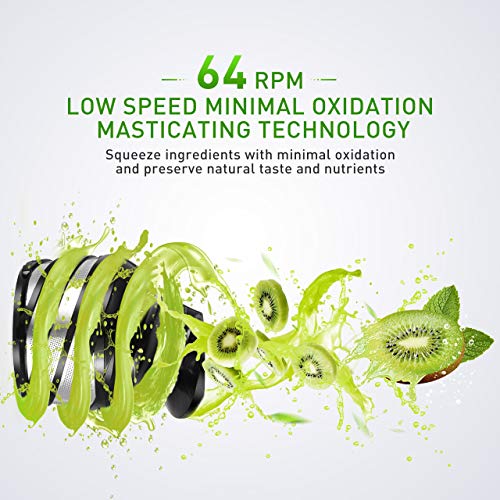 Slow Juicer IKICH 64RPM Golden Ratio Speed Slow Masticating Juicer with