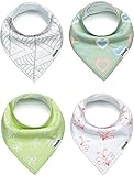Zoozik Baby Bandana Drool Bibs for Girls 4 Pack of Absorbent Cotton Modern Baby Gift Set - Ribbons Set