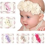 Fullkang 5pc Babys Girls Elastic Headband Chiffon Flower Photography Headbands