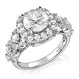 Sz 7 Sterling Silver 925 Round Brilliant CZ Cubic Zirconia Halo Engagement Ring