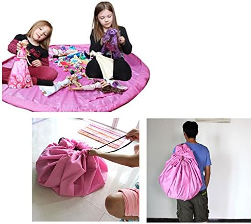 Orient Home Children's Play Mat/Toy Organizer Floor Activity Mat and Toys Storage Bag 60inch Multi Purpose Play Bag Fast Collection Toys Quick Pouch for Storing Toys Picnic Shoulder Bag-Pink