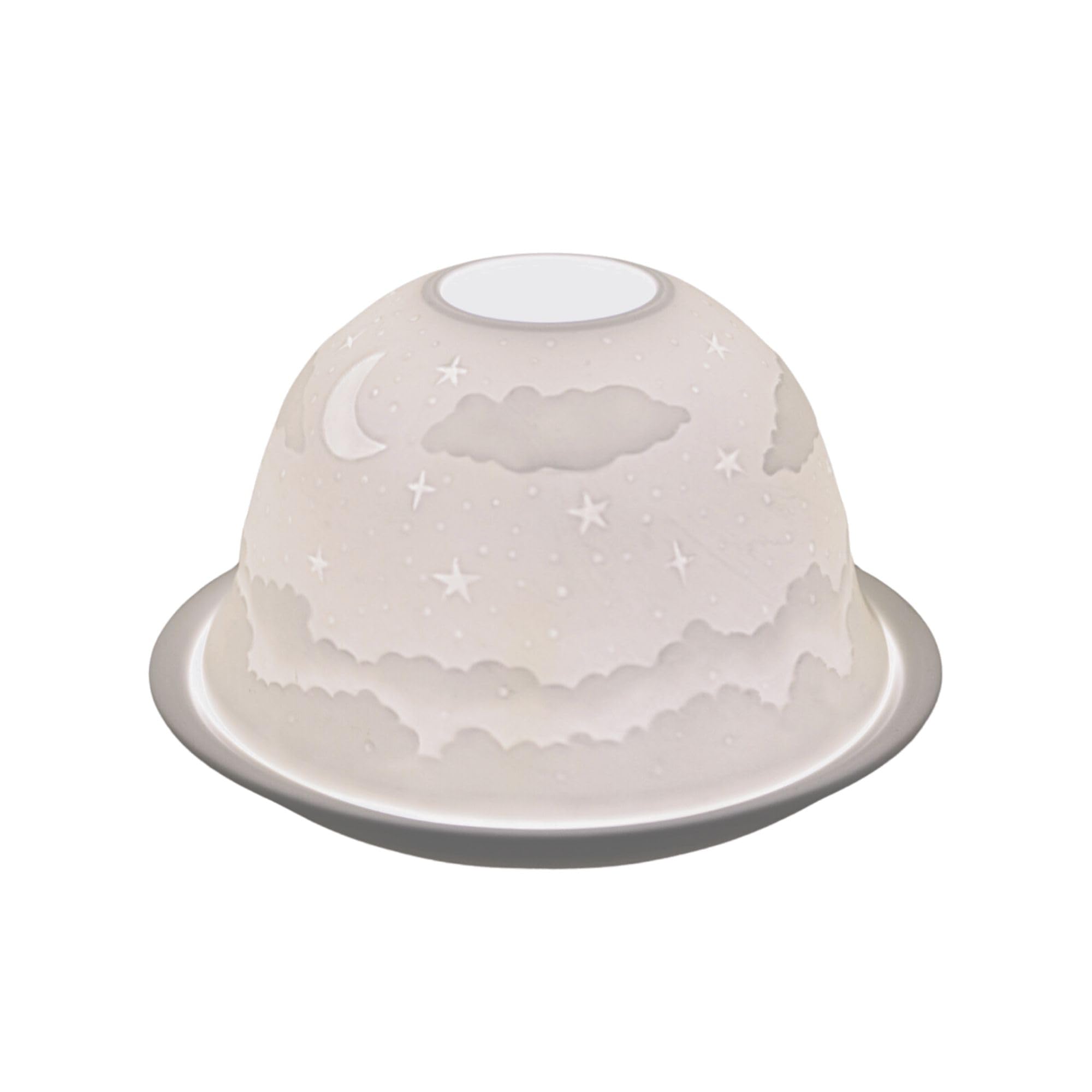 Nordic Lights Night Shade Porcelain Tealight Holder White Dome | Candle Holder Projecting a 3D Image Use With Scented Candle, LED Light | Room Decor Lights | Shade & Plate Set with Gift Box