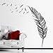 ORDERIN Christmas Gift Wall Decal Hand-made Abstract Black Feather Fly Left Removable Mural Wall Stickers for Home Living Room Decoration