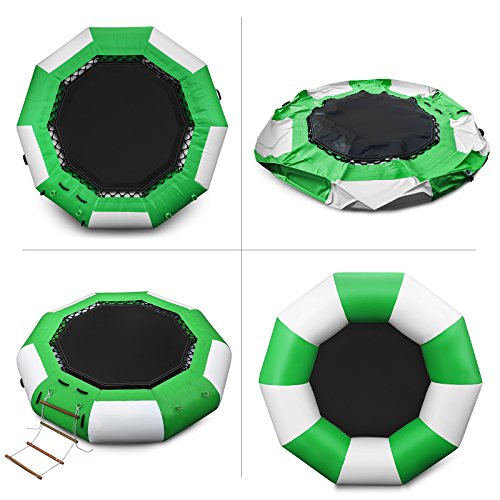 Popsport Inflatable Water Trampoline Series Splash Padded Water Bouncer Inflatable Bouncer Jump Water Trampoline Bounce Swim Platform for Water Sports (Green, 10Ft) - Thumbnail 2