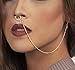 UTCOIDC Fake Nose Ring with Chain Fake Septum Jewelry Nose Ring Hanger Clip On Clicker Crystal Piercing Non Piercing (Silver)
