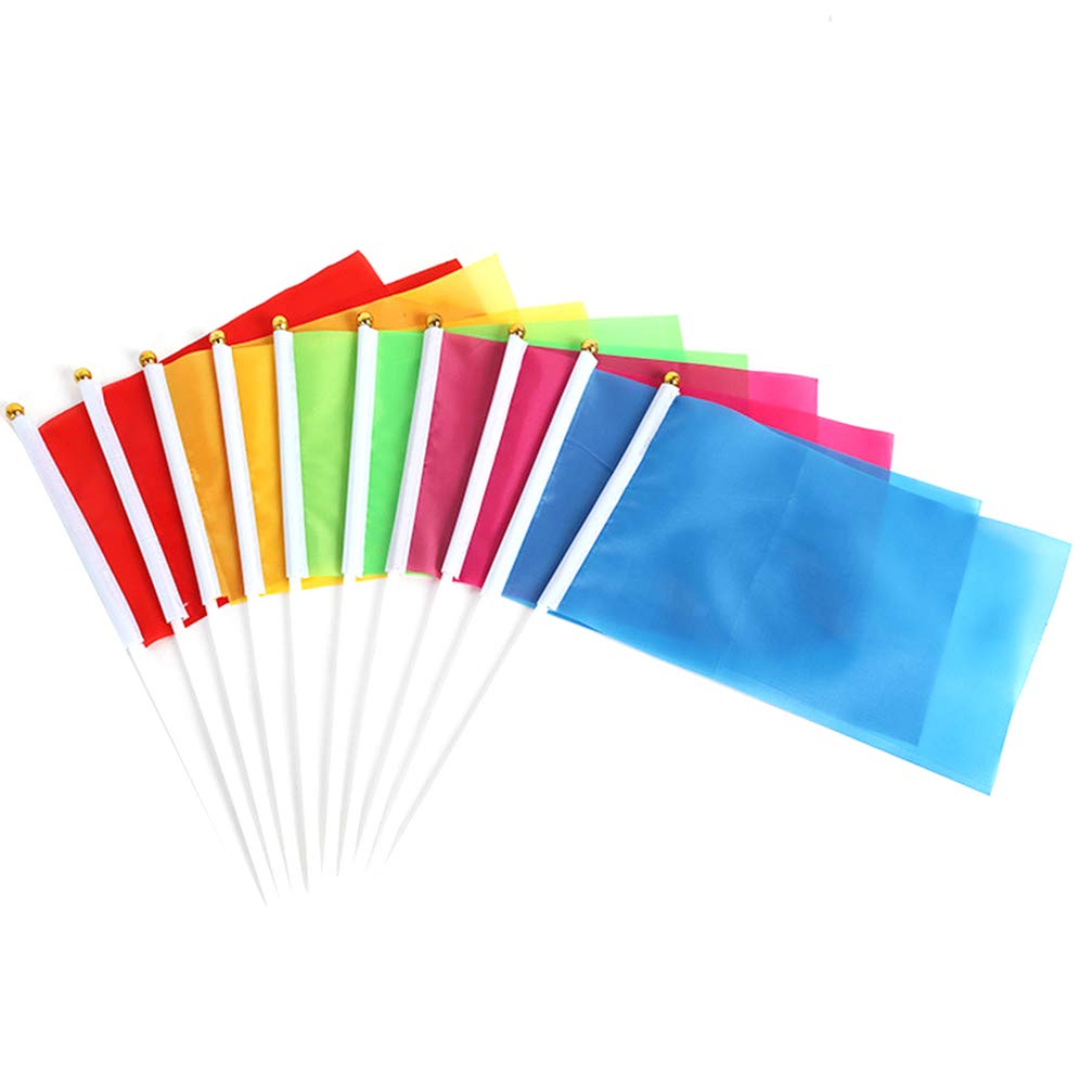 Toyvian 50pcs Solid Flag Small DIY Mini Flags On Stick Handheld Party Ornament Square for Parades Grand Opening Kids Birthday Party Events Celebration