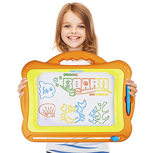 Magnetic Drawing Board,Kids Magna Doodle Erasable Writing Sketch Board Pad Large Writing Area-Orange