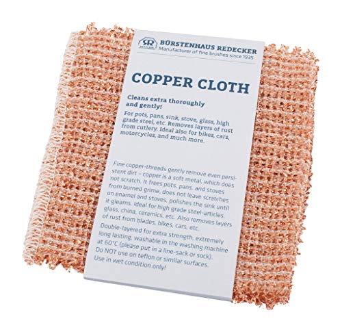 REDECKER 2-Ply Woven Copper Scrubbing Cloth - Durable and Non-Abrasive Scrubber, Machine Washable, Alternative to Chore Boy Copper Scrubber, Copper Scouring Pads, and Brillo Pad, Set of 2