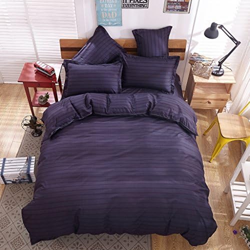 Belles Maison Striped Duvet cover set Casual style,Duvet cover and 2 pillowcases, Purple,3 Piece,King Size