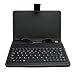 Fosmon Black Faux Leather Carrying Case with Built-In Keyboard & Stylus for 7