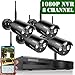 【2020 Update】 OOSSXX HD 1080P 8-Channel Wireless Security Camera System,4 pcs 720P 1.0 Megapixel Wireless Weatherproof Bullet IP Cameras,Plug Play,70FT Night Vision,P2P,App, No Hard Drive