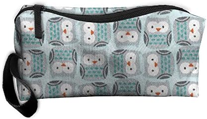 Owls Light Turquoise Makeup Cosmetics Pouch Travel Hanging Organizer Kit Bag