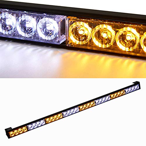 Emergency Light Bar 35.5 Inch Traffic Advisor Led Strobe Light Bar Kit Rainproof Warning Caution Turn Signals Directional Car Vehicles Pickup Trucks Tow Roof Rear Head (35.5 Inch, Yellow/White)