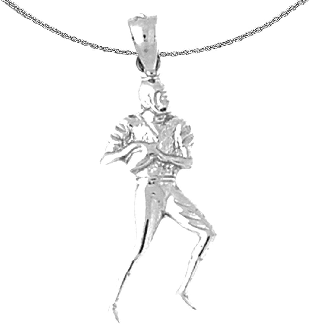 Jewels Obsession Gold Football Player Necklace 14K White