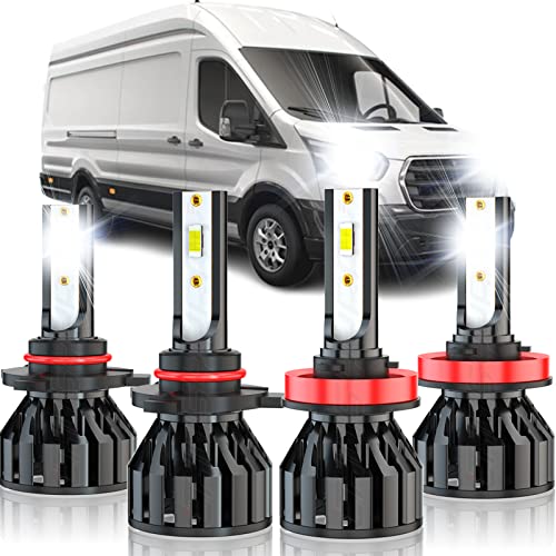 CHUSYYRAY Fit for 20152020 Ford Transit LED Headlight Bulbs, 9005 High Beam and H11 Low Beam