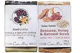 Monteverde Natural Cosmetics 2 soap kit: Organic Coffee and Vainilla & Beeswax, Honey and Oatmeal Scrub. (8.20 Ounces)