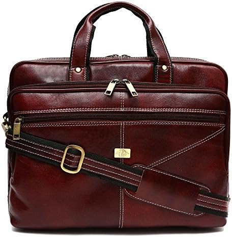 Mars Radiation Genuine Leather Laptop Messenger Bag (Brown)