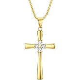 Gold Moissanite Cross Necklace for Women Wife in Light-Up Gift Box,Love Card - Women Anniversary Birthday Gifts Ideas for Wife Her Girlfriend, Christian Cross Chain Jewelry 1CT (18K Real Gold Filled)
