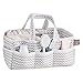 Dove Gray Chevron Storage Caddy - Chevron Print Body, Handles and Lining, Gray and White Trim, Gray and White, Two Handles, 12 in x 6 in x 8 in