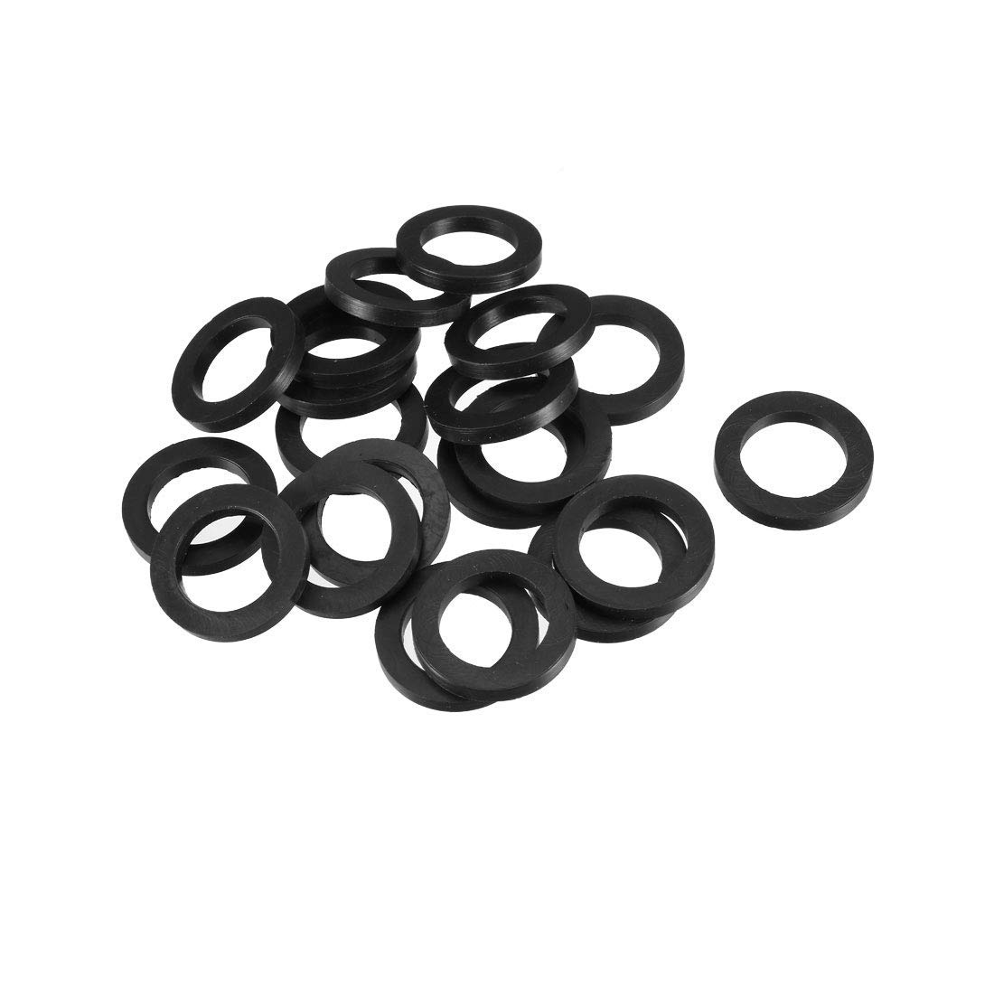 TOP-VIGOR 20Pcs Rubber Flat Washers, 24mm OD 16mm ID 3mm Thickness Heavy Duty Black Rubber Grommet Vibration Damping Pads Sealing Gasket Washers for Faucet Pipe Water Hose Fastener Bolt