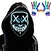 Aywewii Halloween Mask, LED Light Up Mask with LED Gloves for Festival Cosplay Halloween Costume (Style 1 Blue+ LED Gloves)