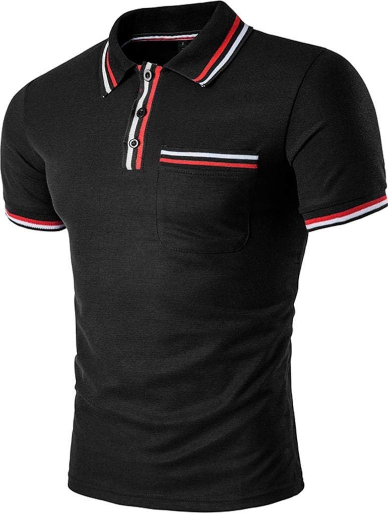 Mens Polo Shirts Contrast Collar Golf Tennis Short Sleeve Shirt Tops JZA050