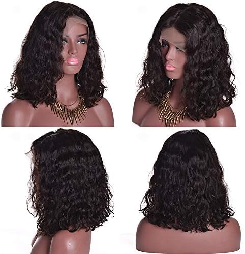 Ruiyu Hair150% Density 13x6 Lace Front Human Hair Wigs Natural Wave Brazilian Curly Wig Virgin Hair Glueless Lace Front Short Bob Wig for Black Women (12 inch, Natural Color)