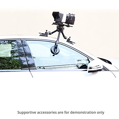 CAMTREE G-51 Professional Gripper Campod Car Mount Stabilizer - Black Triple Vacuum Suction Cup for DSLR Video Camera up to 20kg/44lbs | Free Safety Cable & Protective Bag