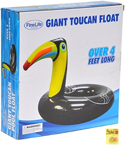 FineLifeProduts Extra Large Giant Toucan Swimming Pool Inflatable Toy Riding Swim Ring Unique Fun End of School Year Last Minute Christmas Idea for Adults Kids Teens Boys Girls with Silly Bands