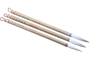 Easyou Chinese Calligraphy Sumi Drawing Brush for Freestyle Painting Jianhao(Wolf+Goat Hair) 3pcs/Pack(Size:Large+Medium+Small) hsxy