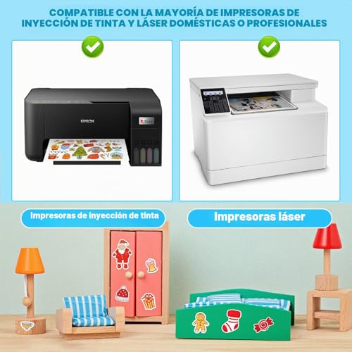 30 Sheets A4 Waterproof White Vinyl Sticker Paper for Ink and Laser Printers, 297 x 210 mm